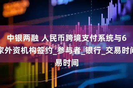 中银两融 人民币跨境支付系统与6家外资机构签约_参与者_银行_交易时间